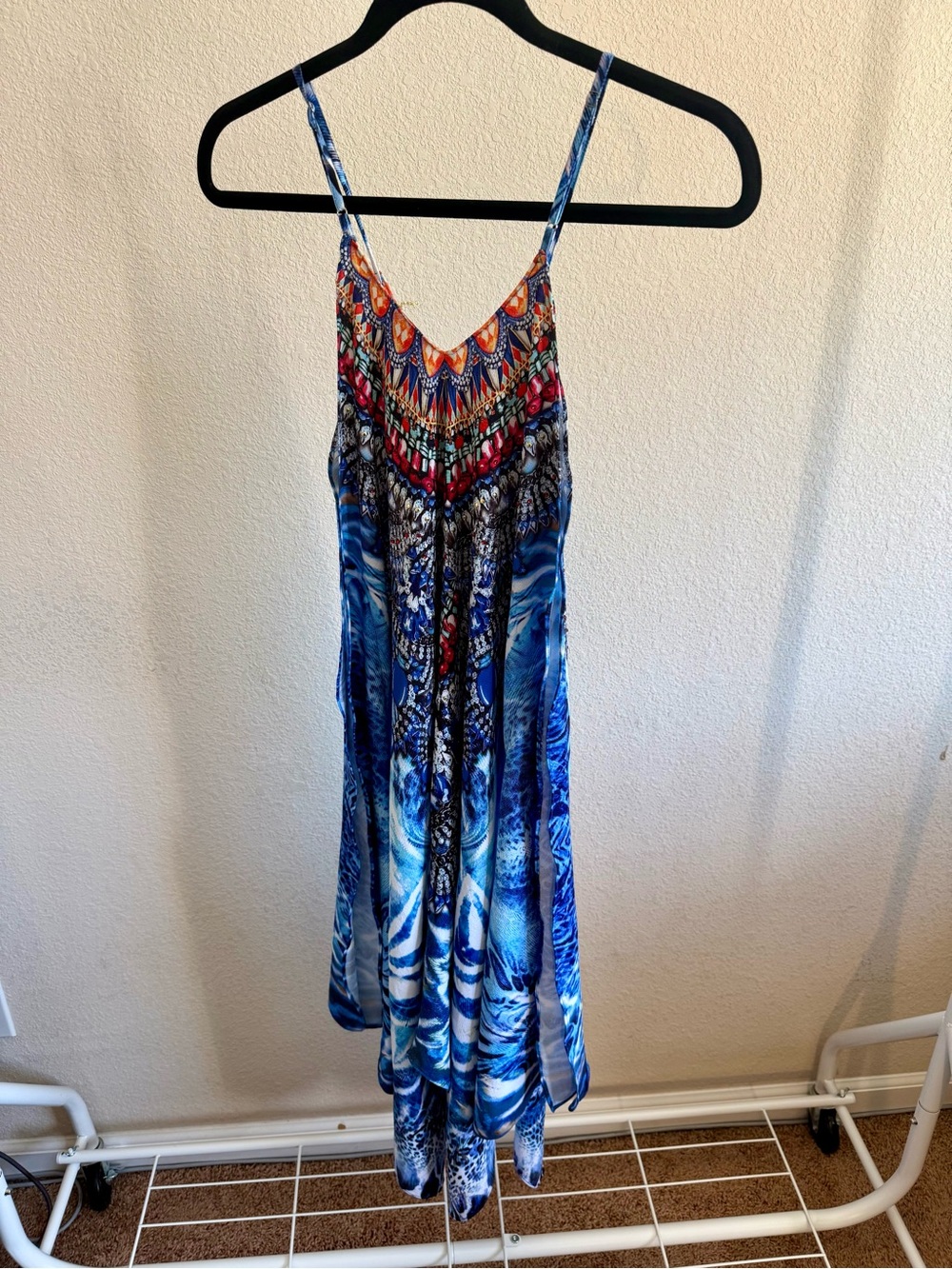 NWT Natural Impressions Blue Printed Maxi Sundress with Spaghetti Straps.